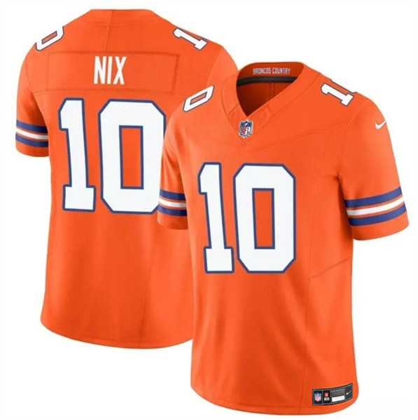 Men & Women & Youth Denver Broncos #10 Bo Nix Orange F.U.S.E. Mile High Collection 1977 Throwback Vapor Limited Football Stitched Jersey->denver broncos->NFL Jersey